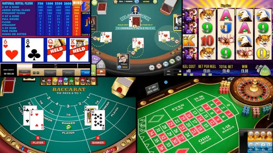 Meja roulette dan kartu dalam suasana kasino 77SINGA